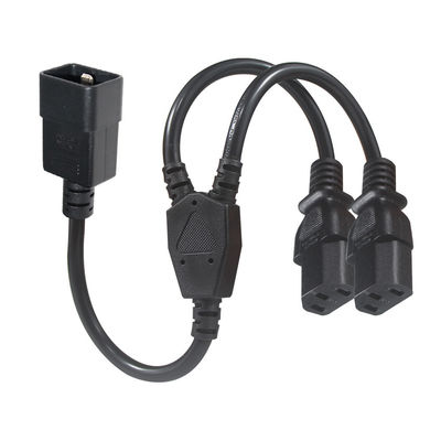 C20 - デュアル C13 電源スプリッターケーブル 6フィート 250V ブラック PVC