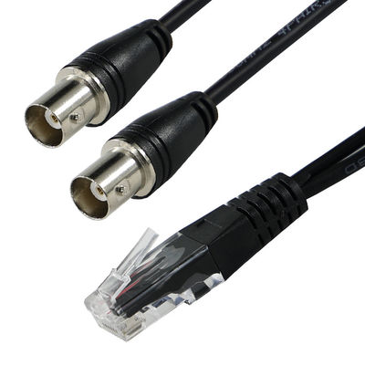 RJ45/RJ48 T1/E1 インターフェイス信号伝送コアシアルコンバータースプリッタAのための男性から二重BNC女性アダプターケーブル