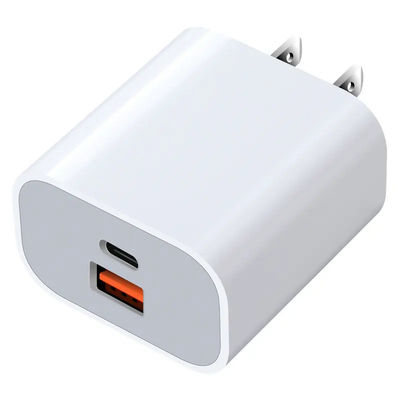 US 2ピン 30W デュアルポート壁充電器 – USB-C & USB-A 出力 高速充電電源アダプター (スマートフォン、タブレット、カメラ用)