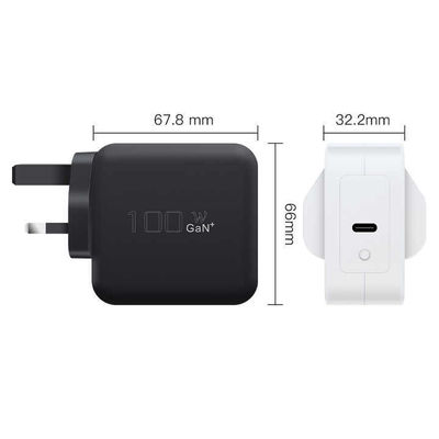 イギリス 2ピンUSB-C 充電器 双ポート 100W 高速型C 電源アダプタ ラップトップ,タブレット,スマートフォン