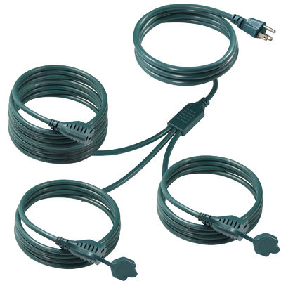 NEMA 5-15P - 3口 USコンセント スプリッター電源延長コード 125V AC