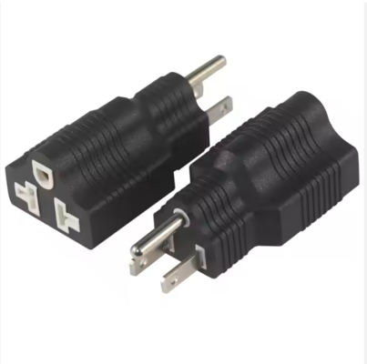 NEMA 5-15P to 5-15R 右アングルプラグアダプター 15A 125V