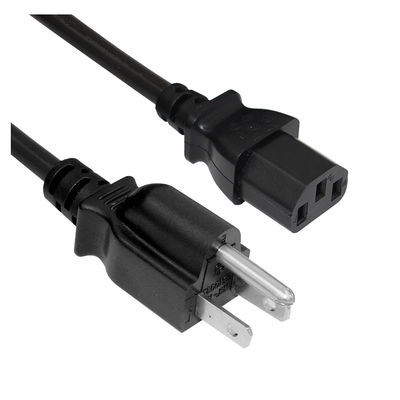 ユニバーサル NEMA 5-15P から IEC C13 電源コード 10A 250V UL コンピュータ/サーバー/医療機器用