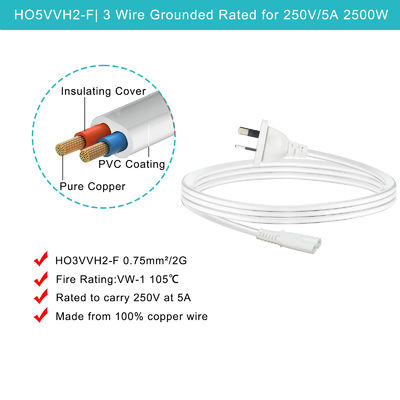 ROHS標準図 8 2 角 C7 電源ケーブル 2Pin Ps5 電源ケーブル