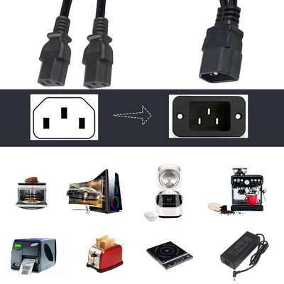 耐久性 OEM ODM パワー C14 C13 3 Way スプリッター拡張コード 0.8m IP11