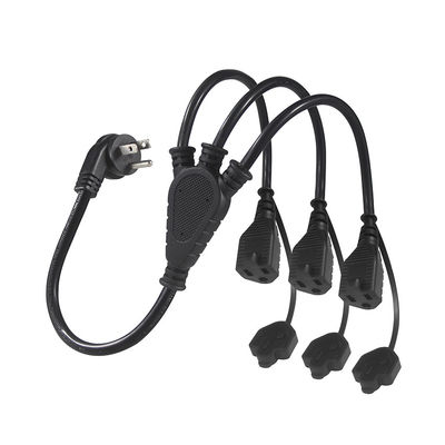 NEMA 5-15P エクステンションコードスプリッタ 1から3出口 16/3 AWG