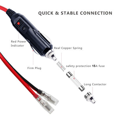 LEDライトカータバコライターストリップエンド拡張ケーブルとファイューズ15A