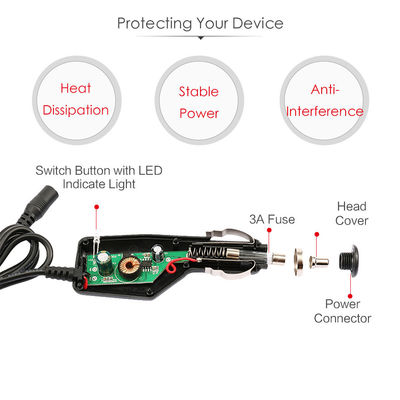 12VDC 24VDC 自動煙草点火器からDCジャック 2.1mm シガーの電源ケーブル