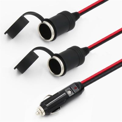 RoHS 24V 2468 18AWG 2 In 1 車用タバコ点灯器ケーブル 男性から女性プラグ