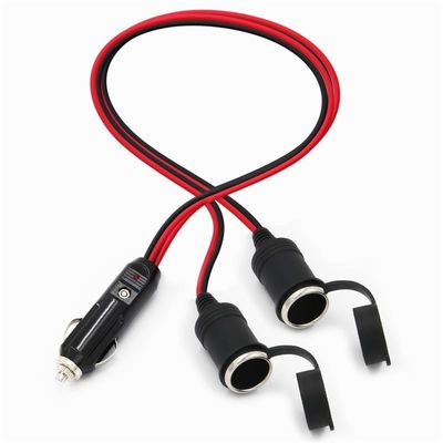 RoHS 24V 2468 18AWG 2 In 1 車用タバコ点灯器ケーブル 男性から女性プラグ