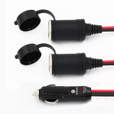 RoHS 24V 2468 18AWG 2 In 1 車用タバコ点灯器ケーブル 男性から女性プラグ