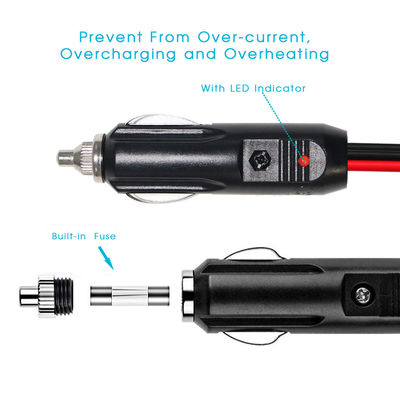 RoHS 24V 2468 18AWG 2 In 1 車用タバコ点灯器ケーブル 男性から女性プラグ