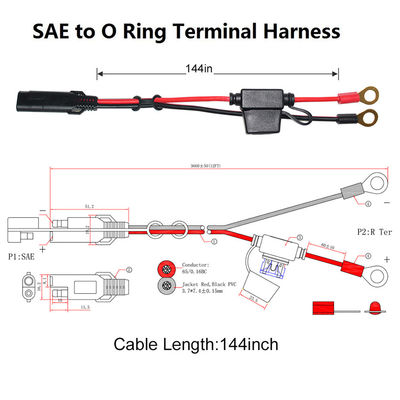2468 20AWG SAE 2ピンの延長ケーブル