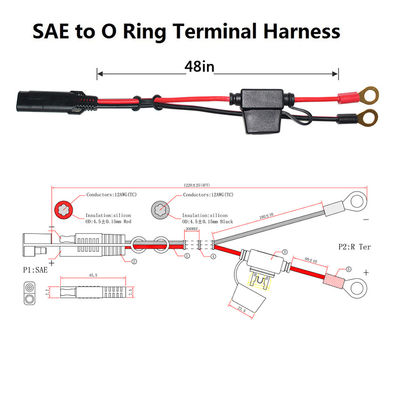 2468 20AWG SAE 2ピンの延長ケーブル