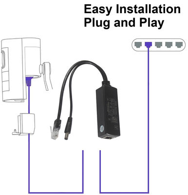 1Gbps ギガビット 12V 3A PoE スプリッター アダプタ IPカメラ アクセサリーポート