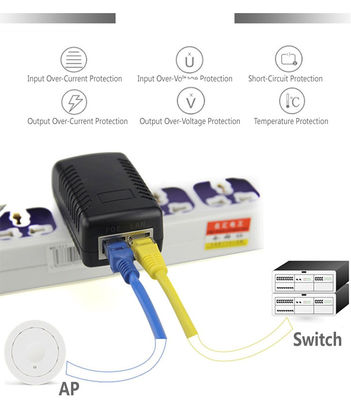 DCコネクタ 2 RJ45 ポート POE インジェクター 電源 24V 1a IPカメラ用