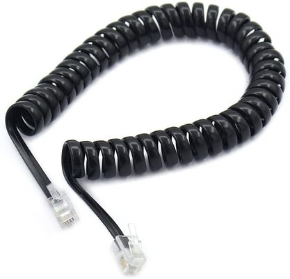 16mhzスピラル電話ケーブル シールド RJ9 RJ11 RJ12 ローリング電話ライン 6P6P 6P4C 4P4C 4P2C