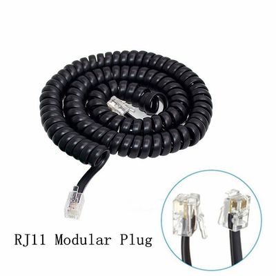 16mhzスピラル電話ケーブル シールド RJ9 RJ11 RJ12 ローリング電話ライン 6P6P 6P4C 4P4C 4P2C