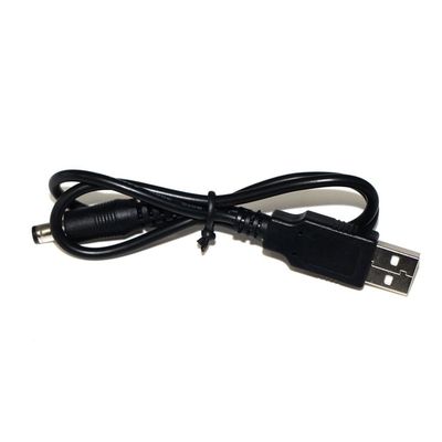 USB A オス - DC5521 バレルコネクタケーブル 1m ブラック