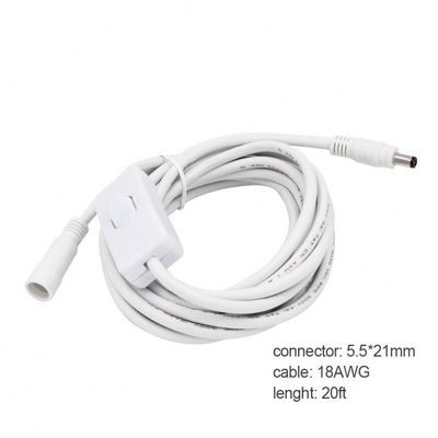 12V DC 延長ケーブル 5.5x2.5mm オス-メス スイッチ付き 120cm