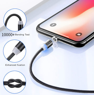 USBタイプ マイクロUSB 360度 3 In 1 LED USB磁気アダプターケーブル 急速充電