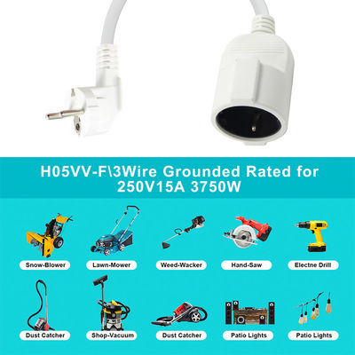 EUプラグ延長ケーブル H05VV-F 3G0.75mm2 黒色工業用電源コード