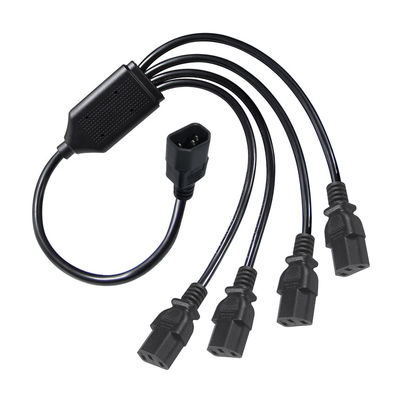 黒いリールアングルコネクタ H05vv Fプラグ Iec C13 Iecc14 男性から女性へ Y スプリッターケーブル電源延長コード