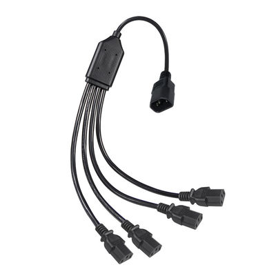 黒いリールアングルコネクタ H05vv Fプラグ Iec C13 Iecc14 男性から女性へ Y スプリッターケーブル電源延長コード