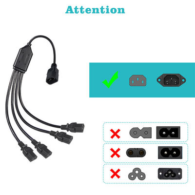 黒いリールアングルコネクタ H05vv Fプラグ Iec C13 Iecc14 男性から女性へ Y スプリッターケーブル電源延長コード
