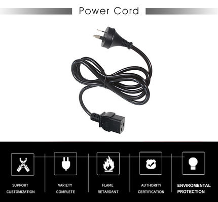 6フィート PVC ジャケット オーストラリア 3ピンプラグ IEC 60320 C19 サーバーPDUのための電源コード