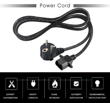 1.0Mm リラック可能なノートPC電源コード IEC C14 組 60320 C14 ユーロ 3Pin