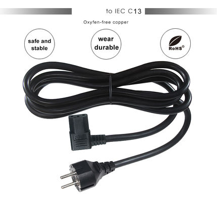 CEE7-7 右アングル C13 電源コード 1.8m PVC HO5VV-F3G