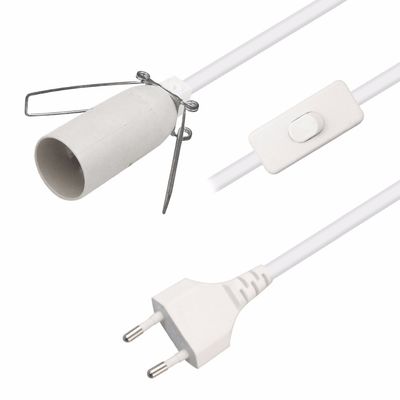 6フィートのヨーロッパ2本のAC電源延長コードE12 セット ワイヤークリップとエジソンランプソケット