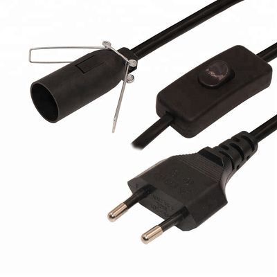 6フィートのヨーロッパ2本のAC電源延長コードE12 セット ワイヤークリップとエジソンランプソケット