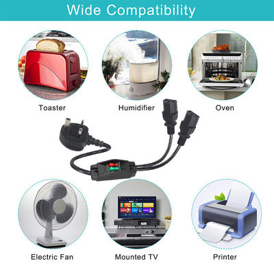 イギリス プラグ スタンダード Y 形 2 In 1 AC ケーブル スプリッタ 7A 評価 顧客の要求を満たす