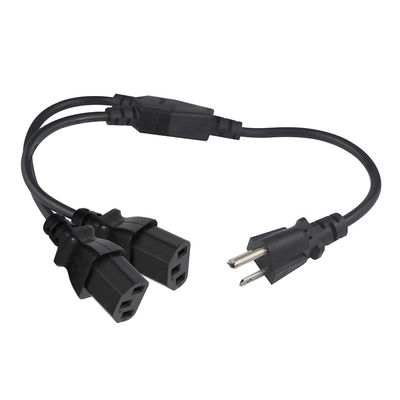 2 つの出口 Y スプリッタ パソコン電源コード 標準Nema 515P ACプラグとC13入口