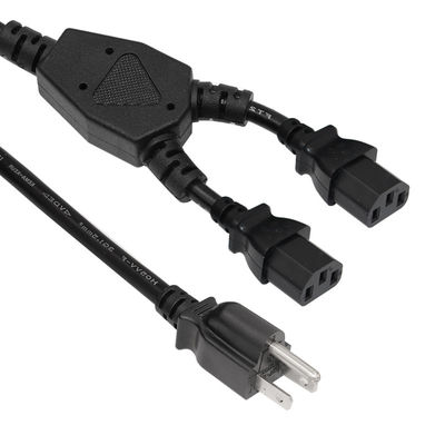 2 つの出口 Y スプリッタ パソコン電源コード 標準Nema 515P ACプラグとC13入口