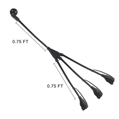 NEMA 5-15P 3x5-15R Y スプリッター電源コード 3FT 16AWG ゴムジャケット