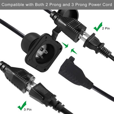 NEMA 5-15R 防水変換電源コード 1M 15A 125V