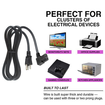 USA 3ピンプラグ 右角 IEC C13 電源ケーブル 電卓用 90度C13コネクタ