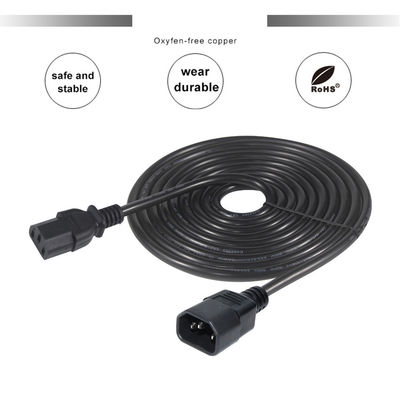 VDE 認定 3Ft IEC C13 から C14 UPS デスクトップ PC の男性から女性への拡張ケーブル