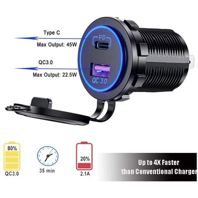 OEM/ODM 歓迎 5V Pd 45W Qc と充電 USB C 煙草点灯器 自動車充電器アダプター
