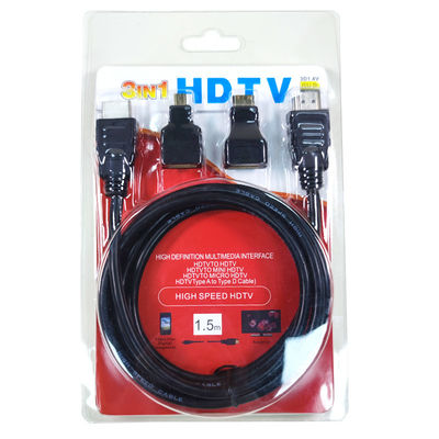 1.5m HDMI 3-in-1 ケーブル Mini Micro to HDMI オス-オス 金メッキコネクタ