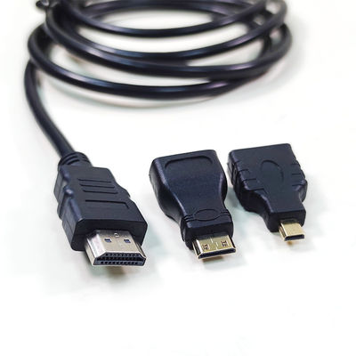 1.5m HDMI 3-in-1 ケーブル Mini Micro to HDMI オス-オス 金メッキコネクタ