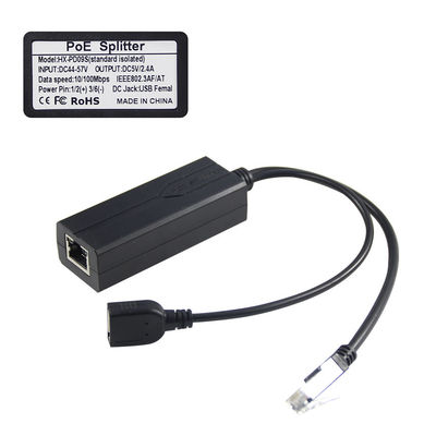 48V から 5V 2.4A PoE スプリッタ USBタイプA 女性 802.3af パワーオーバーイーサネット スプリッタ