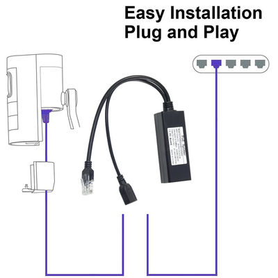 1Gbps スイッチ容量 PoE スプリッター 48V から 5V 2.4A USBタイプA 女性 802.3af パワーオーバーイーサネット