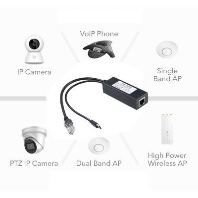 48V から 5V 2.4A MAX POE スプリッタ USB-C 12W プライベートモールド NO 入力 100-240V AC 50/60Hz