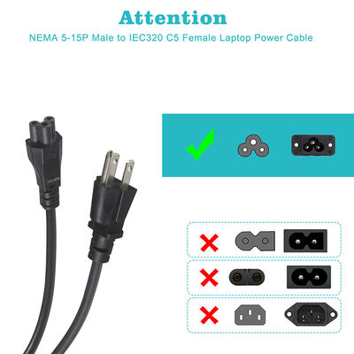 NEMA 5-15P to IEC C5 パワーコード 6ft 125V 10A ラップトップ用
