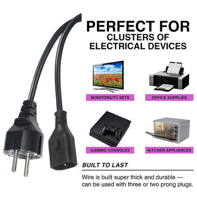 産業用ロックケーブル 3X1.5MMソケット Eu 3Pin-C14 欧州標準ACコード電源接続器