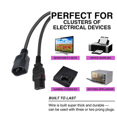 18awg パソコン パネル マウント イーシコード C14 男性プラグからC13 女性ソケット電源コネクタ